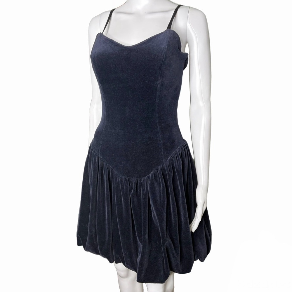 Betsey Johnson Vintage 80s Punk Label Velvet Bubble Mini Dress